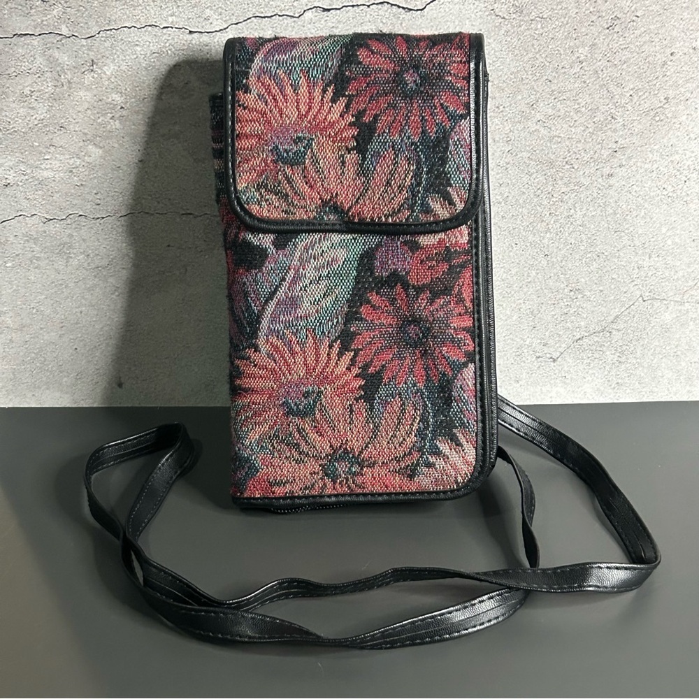 Rolfs Pink and Black Floral Crossbody Bag